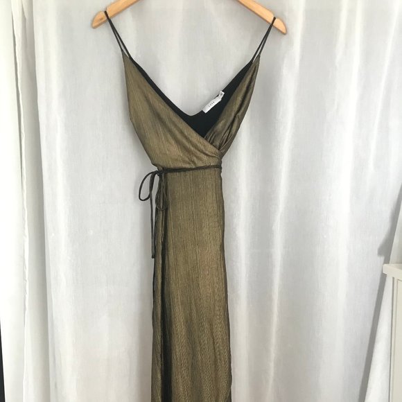 Lush Gold Wrap Dress - Picture 2 of 5